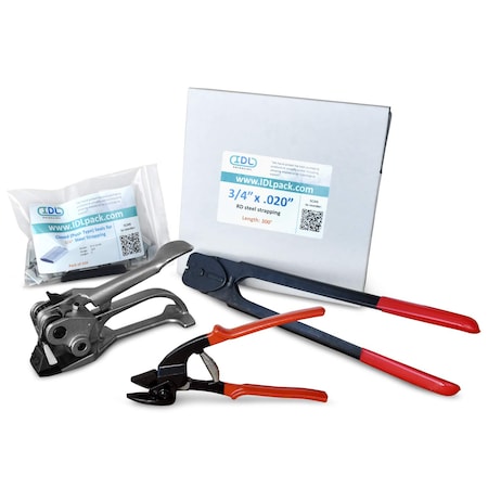 Idl Packaging 3/4" Steel Strapping Kit, 300 Ft. for Round Packages R.SSK.34.300